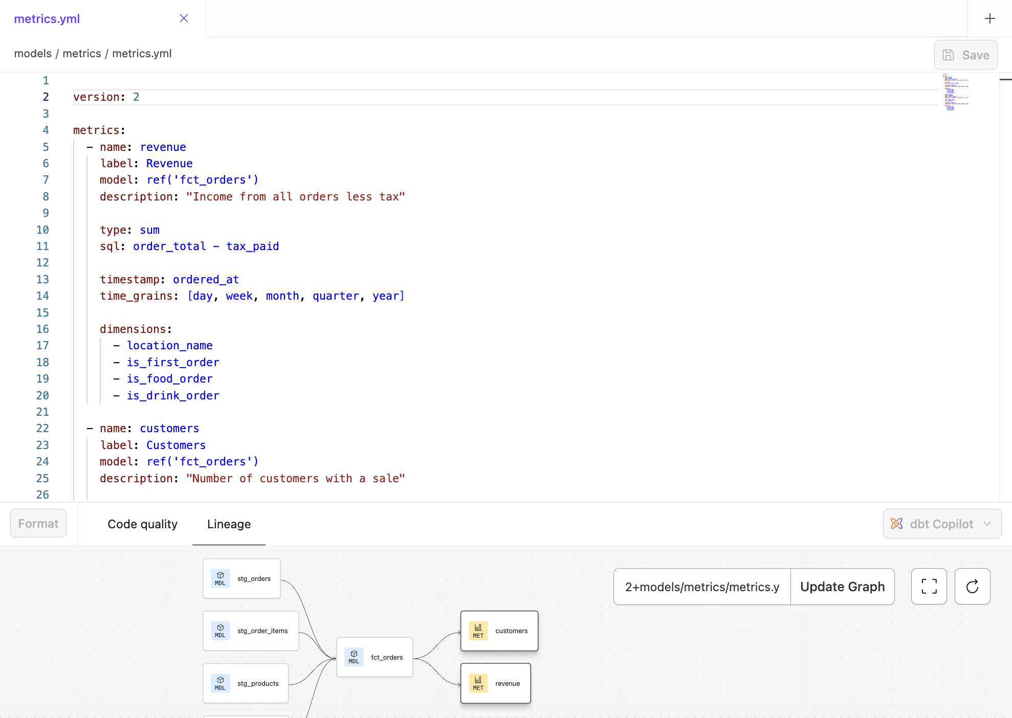 Validate your metrics using the Lineage tab in the IDE. Validate your metrics using the Lineage tab in the IDE.