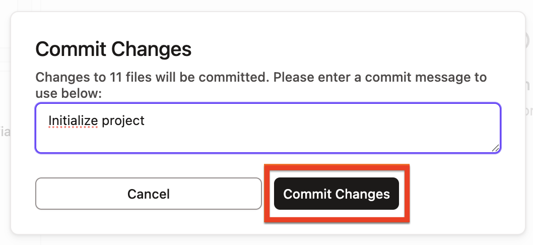 Commit Changes button